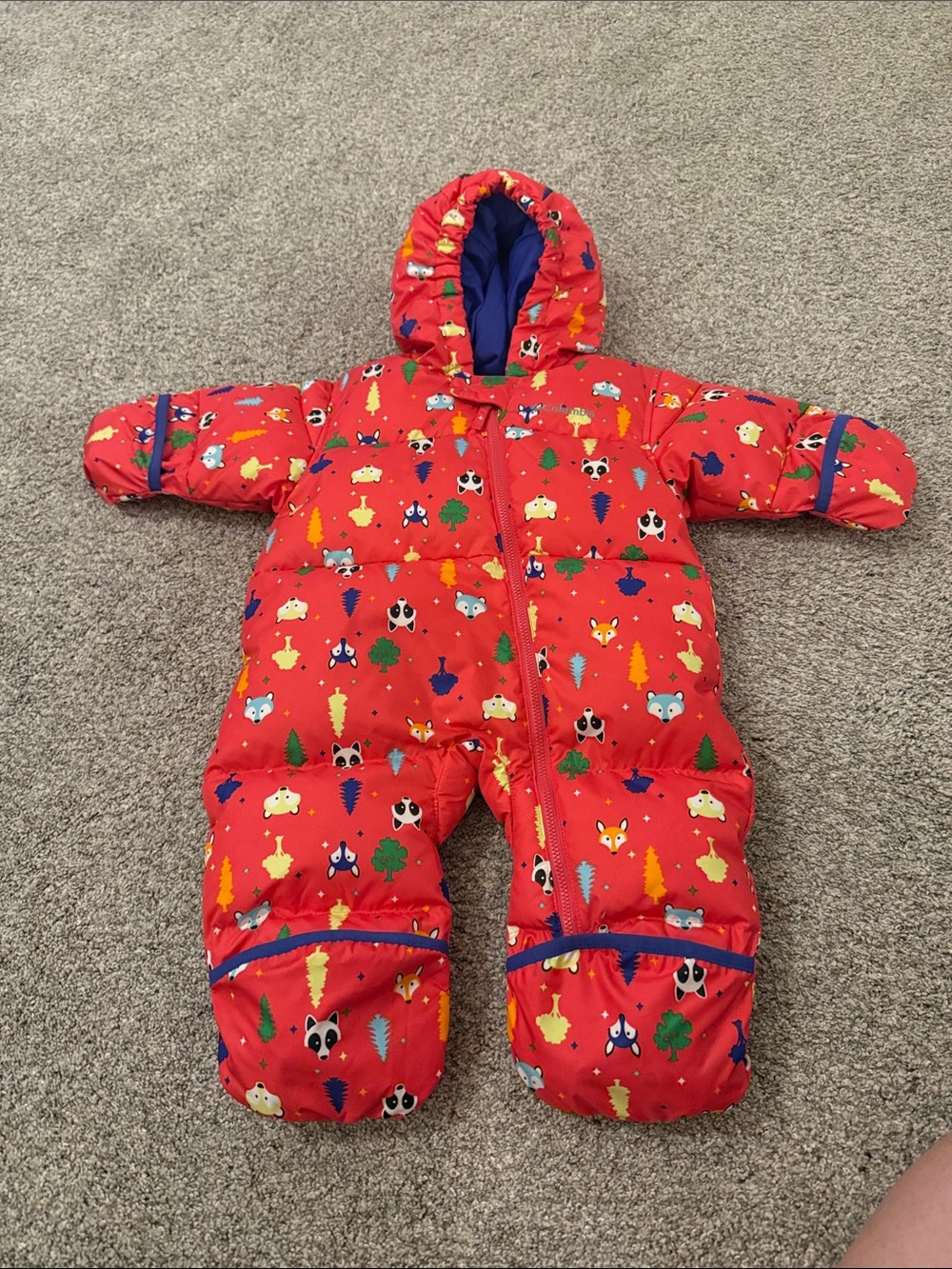 Columbia Infant Snuggly Bunny II Bunting Snowsuit Pink Animals Trees 12 months